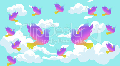 colorful bird are flying in the sky