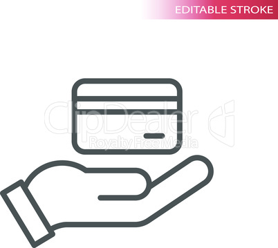 Hand and credit or debit card vector icon