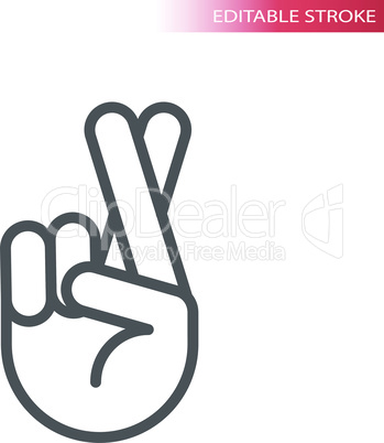 Fingers crossed hand gesture line vector icon