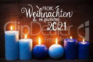 Romantic Turquoise Candle Light , Glueckliches 2021 Means Happy 2021