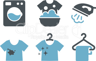 Laundry service black glyph icon set