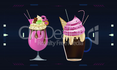 mock up illustration of ice cream on digital background