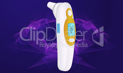 mock up illustration of infrared thermometer on abstract background