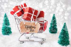 Shopping Cart, Snow, Christmas Gift, Merry Christmas And A Happy 2021