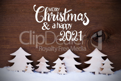 White Christmas Trees, Snow, Merry Christmas And Happy 2021