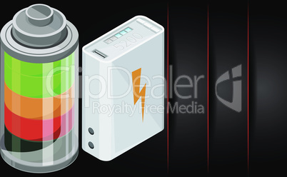 design of different types of battery on abstract background