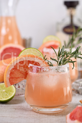 cocktail of fresh pink Palomas.