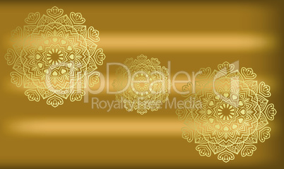 traditional art on gold background in circle