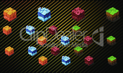 digital textile design of rainbow box on abstract background