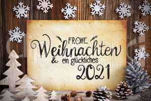 Old Paper, Christmas Decoration, Glueckliches 2021 Means Happy 2021