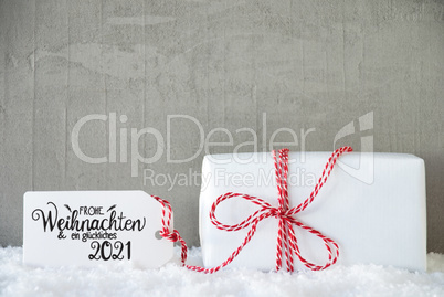 One Christmas Gift, Snow, Cement, Glueckliches 2021 Mean Happy 2021