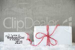 One Christmas Gift, Snow, Cement, Glueckliches 2021 Mean Happy 2021