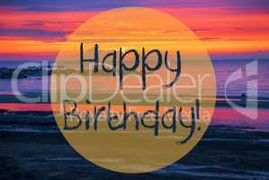 Sunset Or Sunrise At Sweden Ocean, Text Happy Birthday