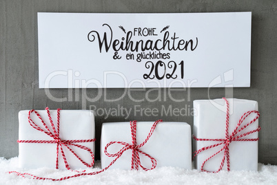 Three Gifts, Sign, Snow, Glueckliches 2021 Means Happy 2021