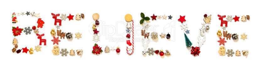 Colorful Christmas Decoration Letter Building Word Believe