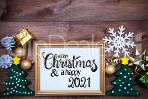 Ornament, Frame, Tree, Ball, Merry Christmas And Happy 2021