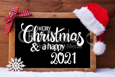 Chalkboard, Christmas Decoration, Santa Hat, Merry Christmas And A Happy 2021