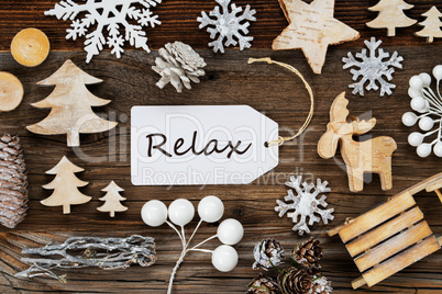 Label, Frame Of Christmas Decoration, Text Relax