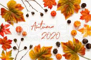 Bright Colorful Autumn Leaf Decoration, English Text Autumn 2020