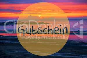 Sunset Or Sunrise At Sweden Ocean, Gutschein Means Voucher