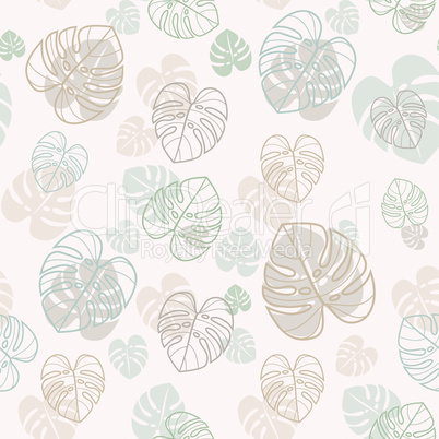 Monstera leaf vector seamless pattern design