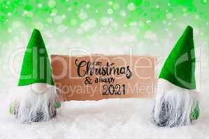Santa Claus, Green Hat, Merry Christmas And A Happy 2021, Green Background