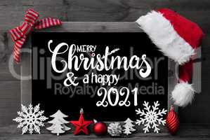 Chalkboard, Christmas Decoration, Ball, Tree, Merry Christmas And A Happy 2021