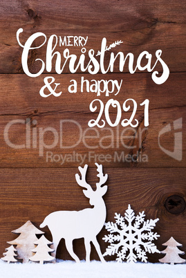 Christmas Tree, Snow, Deer, Merry Christmas And Happy 2021