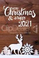 Christmas Tree, Snow, Deer, Merry Christmas And Happy 2021