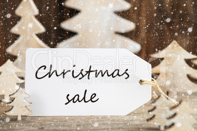 Christmas Tree, Label With English Text Christmas Sale, Snowflakes