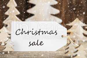 Christmas Tree, Label With English Text Christmas Sale, Snowflakes