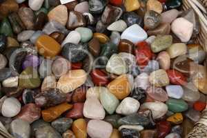 Collection of different types of polished pebble stones