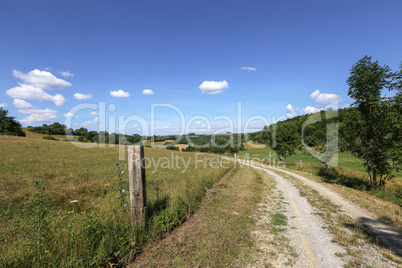 Summer landscape with blue sky and white clouds