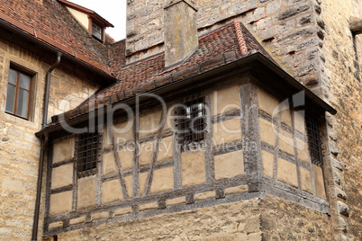 Towers and walls in the old town of Rothenburg ob der Tauber
