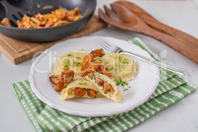 Gefüllte Maultaschen mit Pfifferlingen