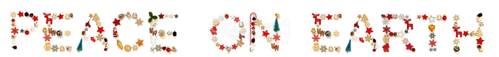 Colorful Christmas Decoration Letter Building Word Peace On Earth
