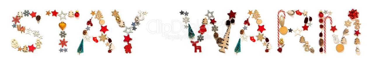Colorful Christmas Decoration Letter Building Word Stay Warm