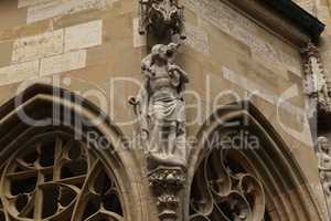 Rothenburg ob der Tauber, Germany - August 15, 2020: Statues in Rothenburg, Germany.