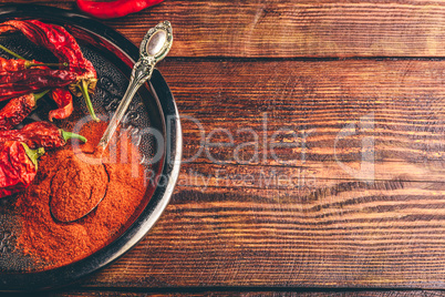 Spoonful of chili pepper powder