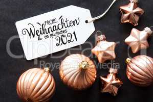 One Label, Golden Christmas Decoration, Glueckliches 2021 Means Happy 2021