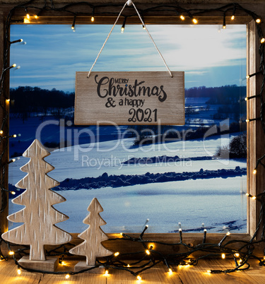 Christmas Tree, Window, Winter Scenery, Merry Christmas And A Happy 2021