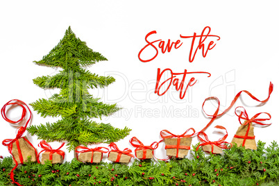 Christmas Tree, Gift And Presents, Fir Branch, Save The Date