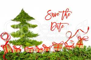 Christmas Tree, Gift And Presents, Fir Branch, Save The Date