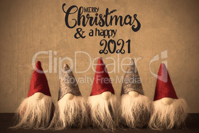 Santa With Hat, Merry Christmas And Happy 2021, Concrete Background