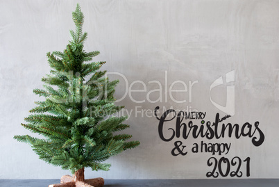 Christmas Tree, Merry Christmas And A Happy 2021, Gray Background