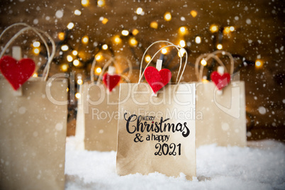 Christmas Shopping Bag, Snow, Snowflakes, Merry Christmas And Happy 2021