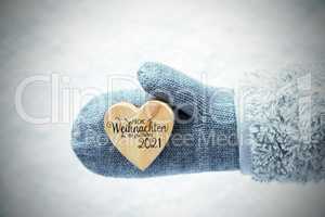 Glove, Fleece, Heart, Snow, Glueckliches 2021 Means Happy 2021