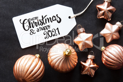 One Label, Golden Christmas Decoration, Merry Christmas And A Happy 2021