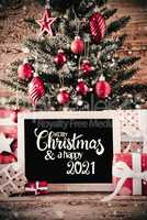 Christmas Tree, Gifts, Snowflakes, Merry Christmas And A Happy 2021