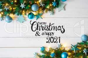 Turqouise Christmas Decoration,Fairy Lights, Merry Christmas And A Happy 2021